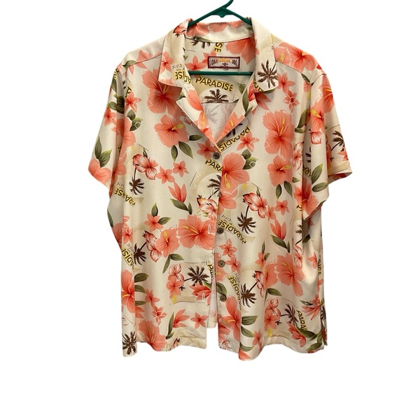 Caribbean Joe, Ladies Hawaiian Shirt, Peach/Cream, Sz XL/XXL? - Picture 1 of 8